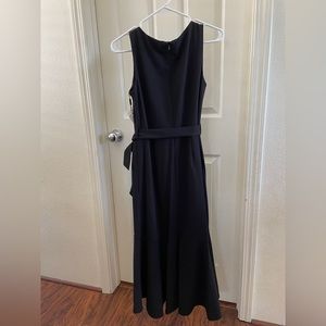 Calvin Klein V-Neck Belted Ruffle Midi Hi-lo Dress, size 6